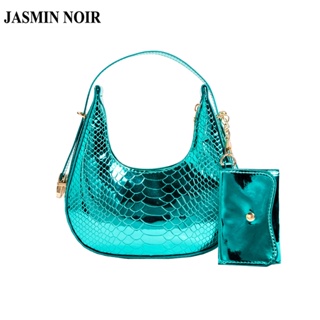 Jasmin NOIR กระเป๋าถือ กระเป๋าสะพายไหล่ สะพายข้าง หนัง PU ลายหนังจระเข้ ขนาดเล็ก สีพื้น สําหรับสตรี