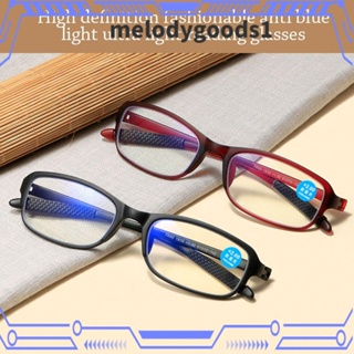 Melodygoods1 แว่นตาอ่านหนังสือ ป้องกันแสงสีฟ้า TR90 ทรงสี่เหลี่ยม สไตล์วินเทจ สําหรับผู้ชาย และผู้หญิง