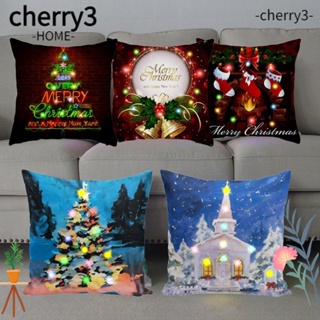 Cherry3 ปลอกหมอน ผ้ากํามะหยี่ขนนิ่ม ลายคริสต์มาส มีไฟ Led สําหรับตกแต่งบ้าน