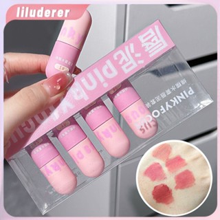 Pinkyfocus Capsule Lip Clay Set Matte Matte Velvet Lip Glaze Plain Whitening Parity Student Lipstick Clay โฮ