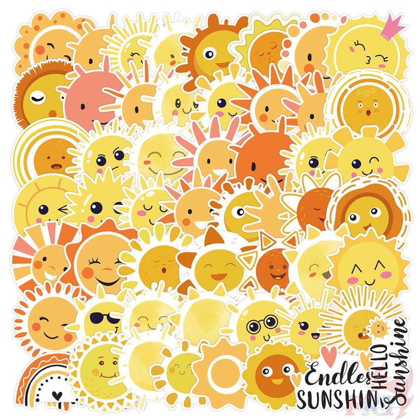 ❉ Q Funny Sun Emoji Series 01 Stickers ❉ 50Pcs/Set DIY Fashion Waterproof Doodle Decals Stickers