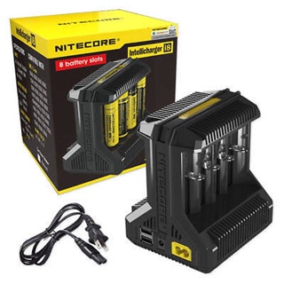 เครื่องชาร์จ Nitecore i8 ของแท้ โค้ดเช็คได้ (ไม่แถมถ่านชาร์จ) ที่ชาร์จแบตเตอรี่ ทั้งหมด8ช่องสำหรับ IMR18650 16340 14500