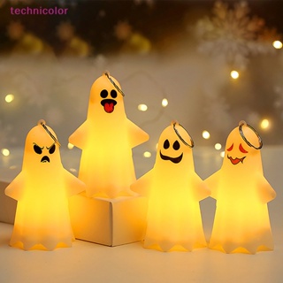 [technicolor] โคมไฟ LED รูปฟักทองน่ารัก แบบพกพา สําหรับแขวนตกแต่งบ้านผีสิง ปาร์ตี้ฮาโลวีน พร้อมส่ง