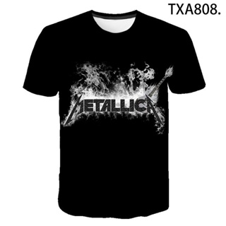 2021 summer new fashion mens and womens Metallica 3D Printed pattern mens shirt large size short-sleeved T-shirt