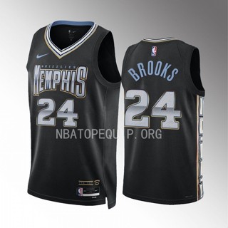 【คุณภาพสูง】ใหม่ ของแท้ NBA Memphis Grizzlies City Edition สีดํา สําหรับผู้ชาย 2022-23 #24 เสื้อกีฬาแขนสั้น ลายทีม Dillon Brooks Swingman