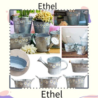 Ethel1 ถังเหล็ก สไตล์วินเทจ สําหรับตกแต่งบ้าน กระถางดอกไม้