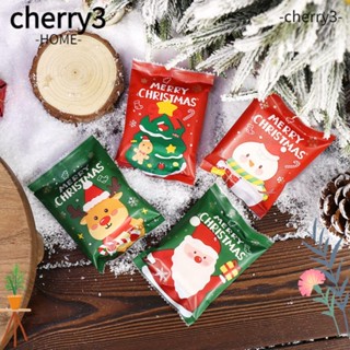 Cherry3 ถุงขนมคุกกี้ มีกาวในตัว ลายคริสต์มาส 100 ชิ้น