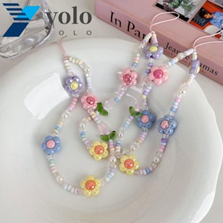 Yolo สายคล้องโทรศัพท์มือถือ รูปดอกทิวลิป ประดับโบว์ แฮนด์เมด