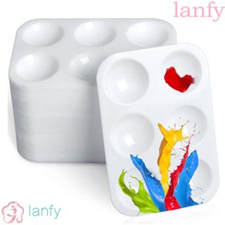 Lanfy ถาดสีน้ํา พลาสติก ทรงสี่เหลี่ยมผืนผ้า 6 หลุม สีขาว สําหรับวาดภาพระบายสี 10 ชิ้น