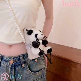 Lanfy ตุ๊กตาหมีแพนด้า สายคล้องโทรศัพท์มือถือ แบบสากล ถอดออกได้ DIY