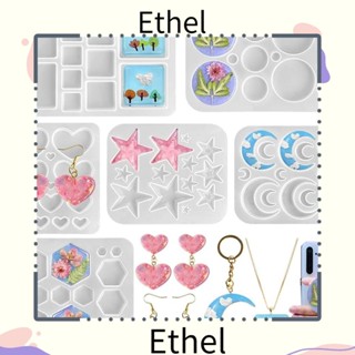 Ethel1 แม่พิมพ์ซิลิโคนเรซิ่น สีขาว สําหรับทําต่างหู 6 ชิ้น