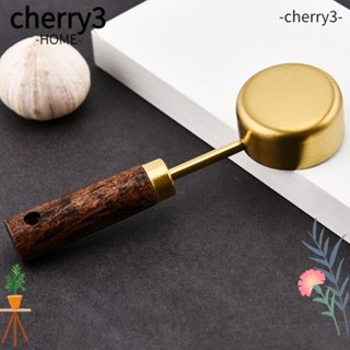 Cherry3 ช้อนตวงกาแฟ นมผง สเตนเลส ด้ามจับไม้ 10 มล.