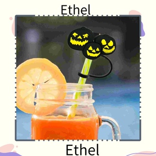 Ethel1 ฝาครอบหลอดซิลิโคน เกรดอาหาร ลายการ์ตูนฟักทอง กันฝุ่น ใช้ซ้ําได้ อุปกรณ์เสริม สําหรับตกแต่ง