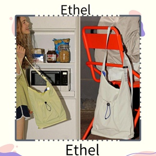 Ethel1 กระเป๋าสะพายไหล่ ผ้าไนล่อน ทรงบักเก็ต น้ําหนักเบา สีพื้น แฟชั่นฤดูร้อน สําหรับสตรี