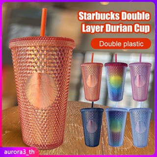 【พร้อมส่ง】 473ml/16oz Reusable Diamond Radiant Goddess Straw Cup Coffee Cup Summer Holiday Cold Cup Tumbler Durian Cup