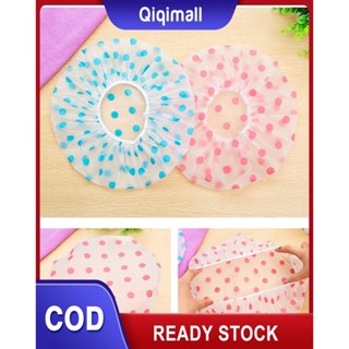 [COD] หมวกอาบน้ำกันน้ำ Fashion Wave Point Dot Bath Hair Cover Hat Cap &amp;#39;QIQI