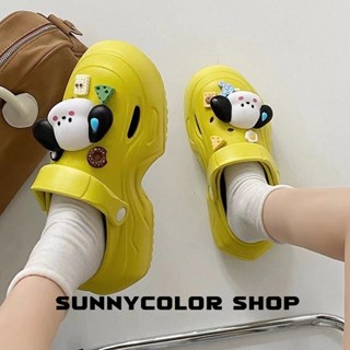 SUNNYCOLOR ร้องเท้า รองเท้าแตะ รองเท้าแฟชั่น สะดวกสบาย สไตล์เกาหลี แฟชั่น ด้านล่างหนา 2023 ใหม่ B91H0NT