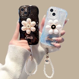 (ใหม่ พร้อมส่ง) เคสป้องกันโทรศัพท์มือถือ ลายดอกไม้ พร้อมสายคล้องมือ สําหรับ Apple Iphone 14PROMAX 11 12 13 14 XSMAX XS XR 8 7P