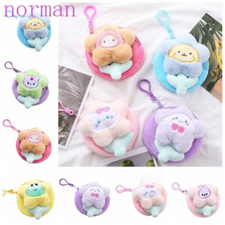 Norman กระเป๋าสตางค์ กระเป๋าใส่เหรียญ ทรงกลม ลายการ์ตูน Cinnamoroll น่ารัก มีซิป สําหรับกลางแจ้ง