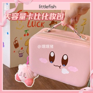 [littlefish] กระเป๋าเครื่องสําอาง แบบพกพา ขนาดใหญ่ จุของได้เยอะ ลายหมูน่ารัก สไตล์ญี่ปุ่น สําหรับเดินทาง