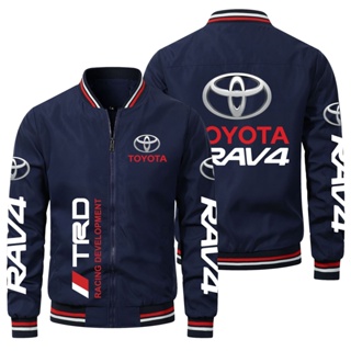 เสื้อแจ็กเก็ต เสื้อเบสบอล แบบบาง แต่งซิป ลายโลโก้ Toyota RAV4 กันลม เหมาะกับใส่ขับขี่กลางแจ้ง