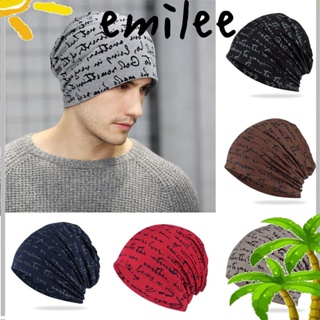 Emilee หมวกบีนนี่ ผ้าฝ้ายถัก พิมพ์ลายตัวอักษร สไตล์ฮิปฮอป