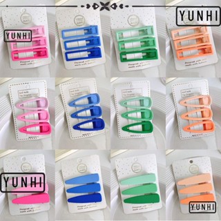 Yunhi กิ๊บติดผม ทรงเรขาคณิต สีแคนดี้ หรูหรา สไตล์วินเทจ 3 ชิ้น/ชุด