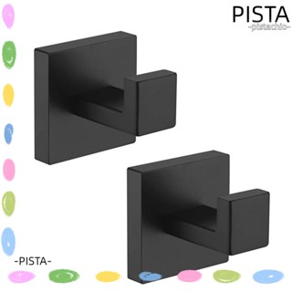 PISTA ตะขอแขวนผ้าขนหนู สเตนเลส เนื้อแมตต์ ทรงสี่เหลี่ยม สีดํา พร้อมสกรู สําหรับห้องครัว ห้องนอน อาบน้ํา 2 ชิ้น