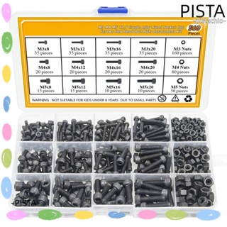 PISTA ชุดน็อต และสลักเกลียว สีดํา 560 ชิ้น|สกรูหัวซ็อกเก็ตหกเหลี่ยม เหล็กคาร์บอน M3 M4 M5 สําหรับผลิตภัณฑ์อิเล็กทรอนิกส์