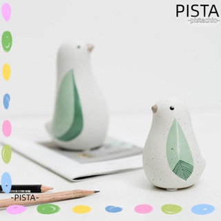 Pista ฟิกเกอร์เซรามิค รูปปั้นนกน่ารัก สีขาว สําหรับตกแต่งบ้าน ห้องนั่งเล่น 2 ชิ้น