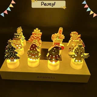 Pdony โคมไฟ LED รูปซานตาคลอส สโนว์แมน ต้นคริสต์มาส 2 ชิ้น