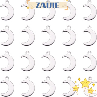 Zaijie24 จี้สเตนเลส รูปดวงจันทร์ สีเงิน สําหรับทําเครื่องประดับ แฮนด์เมด