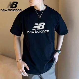 Newbalance เสื้อยืดลําลอง ผ้าฝ้าย 100% แขนสั้น คอกลม พิมพ์ลายโลโก้ คลาสสิก สําหรับผู้ชาย