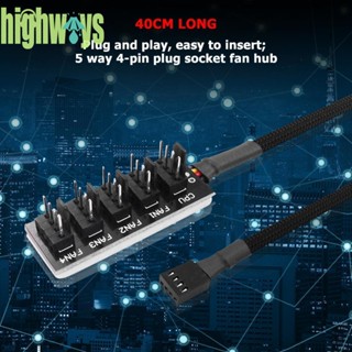 [highways.th] อะแดปเตอร์แยกพัดลมระบายความร้อน CPU ฮับ 1 เป็น 5 4-Pin PWM ขนาด 40 ซม.