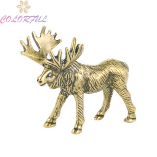 【COLORFUL】Brass Animals 1 Pcs Brass Creative Novel Retro Appearance Sturdy Elk Ornament