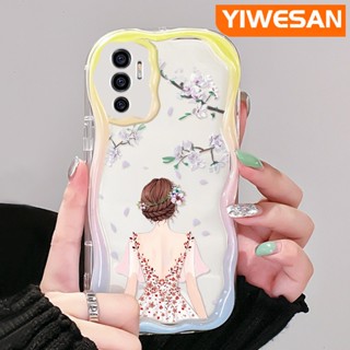 เคสโทรศัพท์มือถือ ซิลิโคนใส กันกระแทก ลายผู้หญิงสวย สีครีม สําหรับ VIVO V23E 4G V23E 5G V23 Pro V23i 5G S12 5G Y75