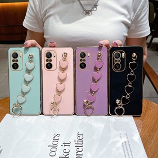 เคสโทรศัพท์มือถือ กันกระแทก พร้อมสายโซ่คล้อง รูปหัวใจ สําหรับ Redmi K40 K40 Pro K40 Pro Plus 11X K40 Ultra Poco F3 11I 11XPro
