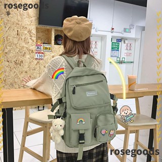 Rosegoods1 กระเป๋าเป้สะพายหลัง ผ้าไนล่อน สีพื้น ขนาดใหญ่ สําหรับวัยรุ่น นักเรียนหญิง