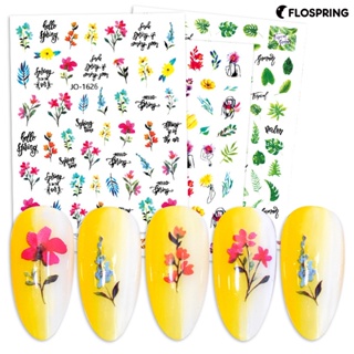 Flospring สติกเกอร์ติดเล็บ สีสันสดใส สําหรับตกแต่งเล็บ DIY