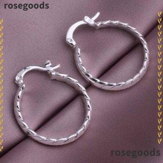 Rosegoods1 ต่างหูห่วงเงิน 925 ทรงกลม ขนาดเล็ก คุณภาพสูง สําหรับผู้หญิง 2 ชิ้น