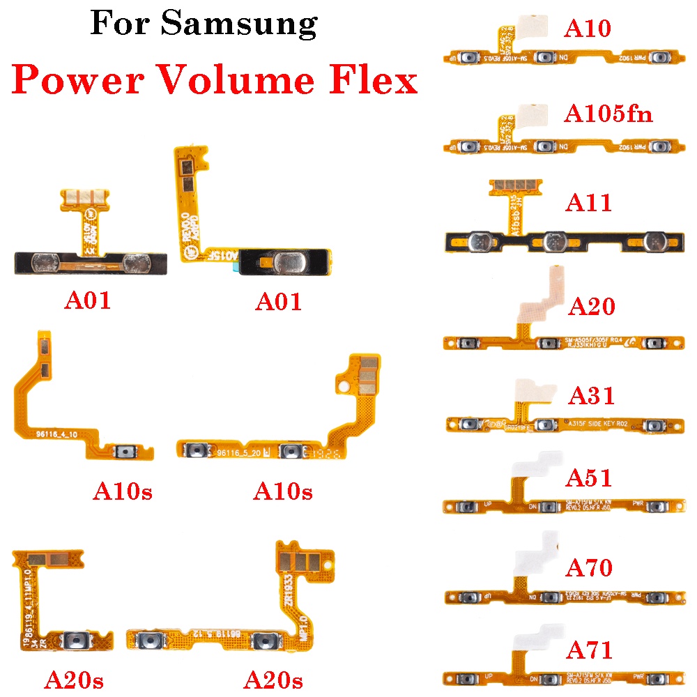 Volume Power Switch On Off ปุ่ม Key Flex สําหรับ Samsung A01 A10 A20 A30 A40 A50 A60 A70 A11 A31 A51 A71 A10S A20S M10 20 30