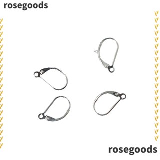 Rosegoods1 ต่างหูตะขอ สเตนเลส 304 รูปเรขาคณิต สีเงิน สําหรับทําเครื่องประดับ