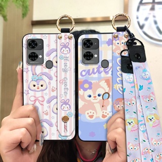 Wristband Anti-knock Phone Case For Oukitel C33 Cartoon Dirt-resistant Back Cover Shockproof Kickstand Anti-dust Wrist Strap