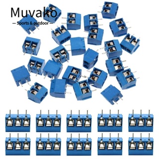 Muvako ขั้วต่อสกรู Pcb 2 Pin 60 ชิ้น และบล็อกเชื่อมต่อ 3 Pin สีฟ้า ระยะร่อง 5 มม. 50 X 2 Pin สําหรับบ้าน