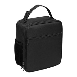 Portable Work School Office Zipper Closure Oxford Fabric Black Mesh Pocket Thermal Reusable Soft Leakproof Lunch Bag