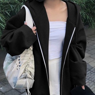 Crd Ulzzang เสื้อกันหนาว แขนยาว มีฮู้ด มีซิป ขนาดใหญ่ แฟชั่นฤดูใบไม้ร่วง สําหรับผู้หญิง และผู้ชาย ZXH