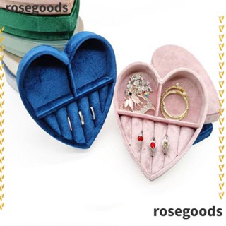 Rosegoods1 กล่องเครื่องประดับ กล่องของขวัญ กํามะหยี่ รูปหัวใจ กล่องจัดระเบียบ