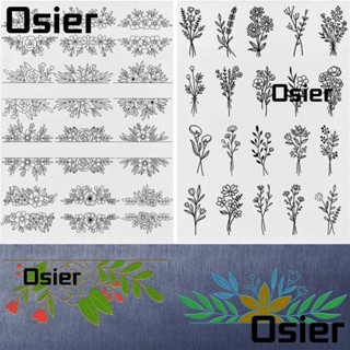 Osier1 กระดาษเย็บปักถักร้อย ลายดอกไม้ และใบไม้ แฮนด์เมด DIY 2 ชิ้น