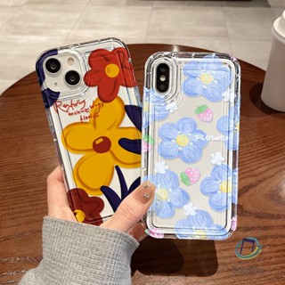 คู่เคสโทรศัพท์โปร่งใสสำหรับ Iphone 11 12 13 14 15 Pro Max XR X XS 7 6 8 Plus ดอกไม้สีฟ้าสีเหลือง อ่อนนุ่มกันกระแทกเปลือก