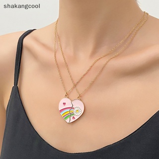 Shakangcool สร้อยคอโซ่อัลลอย จี้รูปหัวใจฝน เครื่องประดับแฟชั่น สําหรับเด็ก เพื่อน 2 ชิ้น SGL